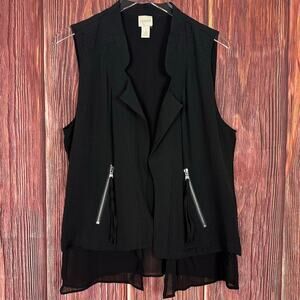 Chico's Open Front Vest Zip Top Jacket Pockets Size 1 (Medium)